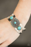 Paparazzi "Here Comes The SUNDIAL" Blue Turquoise Stone Ornate Silver Cuff Bracelet Paparazzi Jewelry