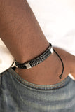 Paparazzi "The Expeditionist" Black Leather Braid Urban Bracelet Unisex Paparazzi Jewelry
