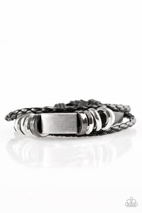 Paparazzi "Tourist Attraction" Black Leather Metallic Accent Urban Bracelet Unisex Paparazzi Jewelry