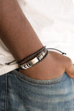 Paparazzi "Tourist Attraction" Black Leather Metallic Accent Urban Bracelet Unisex Paparazzi Jewelry