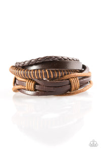 Paparazzi "Trailbreaker" Brown Leather Urban Bracelet Unisex Paparazzi Jewelry