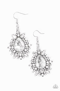 Paparazzi "Diva Decor" White Earrings Paparazzi Jewelry