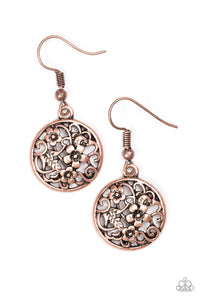 Paparazzi "Flower Patch Perfection"Copper Floral Filigree Earrings Paparazzi Jewelry