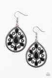 Paparazzi "Spring Arrival" Black Accent Silver Teardrop Earrings Paparazzi Jewelry