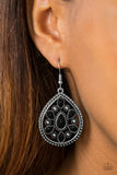 Paparazzi "Spring Arrival" Black Accent Silver Teardrop Earrings Paparazzi Jewelry