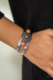 Paparazzi "Here Comes The SUNDIAL" Orange Stone Ornate Silver Cuff Bracelet Paparazzi Jewelry