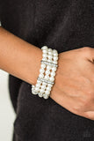 Paparazzi "Put On Your GLAM Face" White Bracelet Paparazzi Jewelry