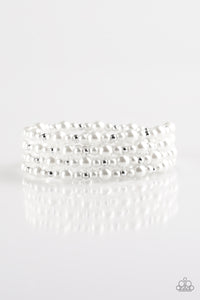 Paparazzi "Classic Confidence" White Pearl Silver Bead Bracelet Paparazzi Jewelry