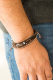 Paparazzi "Long Road Home" Brown Leather Wooden Bead Metallic Accent Urban Bracelet Unisex Paparazzi Jewelry