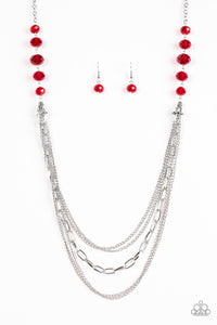 Paparazzi VINTAGE VAULT "Turn It Up-Town" Red Necklace & Earring Set Paparazzi Jewelry