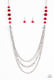 Paparazzi VINTAGE VAULT "Turn It Up-Town" Red Necklace & Earring Set Paparazzi Jewelry