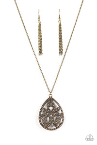 Paparazzi VINTAGE VAULT "TEARDROP-Dead Gorgeous" Brass Necklace & Earring Set Paparazzi Jewelry