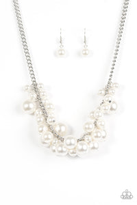 Paparazzi "Glam Queen" White Necklace & Earring Set Paparazzi Jewelry
