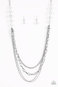 Paparazzi VINTAGE VAULT "Turn It Up-Town" White Necklace & Earring Set Paparazzi Jewelry