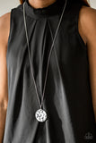 Paparazzi "Back To Earth" White Stone Black Accent Silver Necklace & Earring Set Paparazzi Jewelry