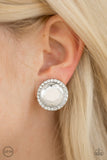Paparazzi "Positively Princess" White Clip On Earrings Paparazzi Jewelry