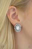 Paparazzi VINTAGE VAULT "Gala Glamour" White Clip On Earrings Paparazzi Jewelry