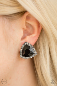 Paparazzi VINTAGE VAULT "Daringly Duchess" Black Clip On Earrings Paparazzi Jewelry