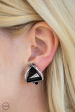 Paparazzi VINTAGE VAULT "Elegant Edge" Black Clip On Earrings Paparazzi Jewelry