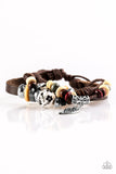 Paparazzi "Spring Vacation" Brown Leather Silver Leaf Charm Urban Bracelet Unisex Paparazzi Jewelry