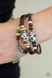 Paparazzi "Spring Vacation" Brown Leather Silver Leaf Charm Urban Bracelet Unisex Paparazzi Jewelry