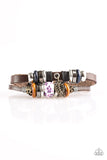 Paparazzi "Spring Back to Life" Purple Floral Brown Leather Leaf Silver Urban Bracelet Paparazzi Jewelry