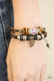 Paparazzi "Spring Back to Life" Purple Floral Brown Leather Leaf Silver Urban Bracelet Paparazzi Jewelry