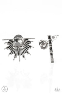 Paparazzi "Dynamic" Silver Hematite Rhinestone Double Sided Post Earrings Paparazzi Jewelry