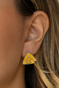 Paparazzi VINTAGE VAULT "On Blast" Yellow Post Earrings Paparazzi Jewelry