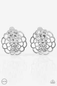 Paparazzi "Carefree Carnation" Silver Filigree Flower Clip On Earrings Paparazzi Jewelry