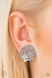 Paparazzi "Carefree Carnation" Silver Filigree Flower Clip On Earrings Paparazzi Jewelry