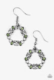 Paparazzi "Whimsy Wreaths" Green Rhinestone Silver Filigree Earrings Paparazzi Jewelry