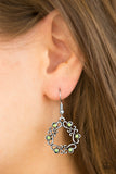 Paparazzi "Whimsy Wreaths" Green Rhinestone Silver Filigree Earrings Paparazzi Jewelry