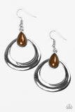 Paparazzi "Open Lands" Brown Bead Silver Hoop Earrings Paparazzi Jewelry