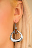 Paparazzi "Open Lands" Brown Bead Silver Hoop Earrings Paparazzi Jewelry