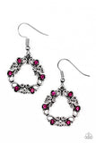 Paparazzi "Whimsy Wreaths" Pink Rhinestone Silver Filigree Earrings Paparazzi Jewelry