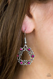 Paparazzi "Whimsy Wreaths" Pink Rhinestone Silver Filigree Earrings Paparazzi Jewelry