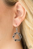 Paparazzi "Whimsy Wreaths" Black Rhinestone Silver Filigree Earrings Paparazzi Jewelry