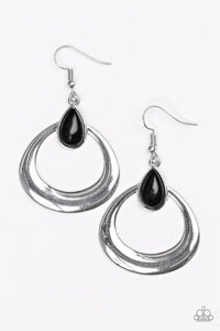 Paparazzi "Open Lands" Black Bead Silver Hoop Earrings Paparazzi Jewelry