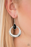 Paparazzi "Open Lands" Black Bead Silver Hoop Earrings Paparazzi Jewelry