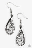 Paparazzi "All For Show" White Rhinestone Silver Teardrop Earrings Paparazzi Jewelry