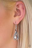 Paparazzi "All For Show" White Rhinestone Silver Teardrop Earrings Paparazzi Jewelry