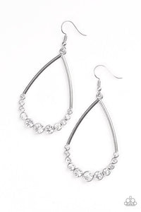 Paparazzi "Dipped In Diamonds" White Rhinestone SIlver Teardrop Earrings Paparazzi Jewelry