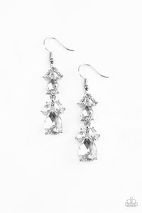 Paparazzi "Trophy Hall" White Earrings Paparazzi Jewelry