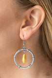 Paparazzi "Stone Style" Yellow Stone Silver Hoop Earrings Paparazzi Jewelry