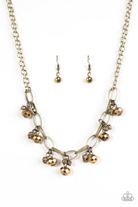 Paparazzi VINTAGE VAULT "Lets Get This FASHION Show On The Road!" Brass Necklace & Earring Set Paparazzi Jewelry