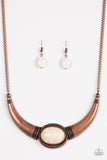 Paparazzi "Cause A STEER" Copper Frame White Stone Necklace & Earring Set Paparazzi Jewelry