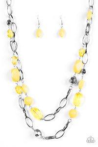 Paparazzi "GLEAM Weaver" Yellow Necklace & Earring Set Paparazzi Jewelry