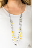 Paparazzi "GLEAM Weaver" Yellow Necklace & Earring Set Paparazzi Jewelry