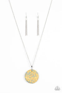 Paparazzi "Back To Earth" Yellow Stone Blue Accent Silver Necklace & Earring Set Paparazzi Jewelry